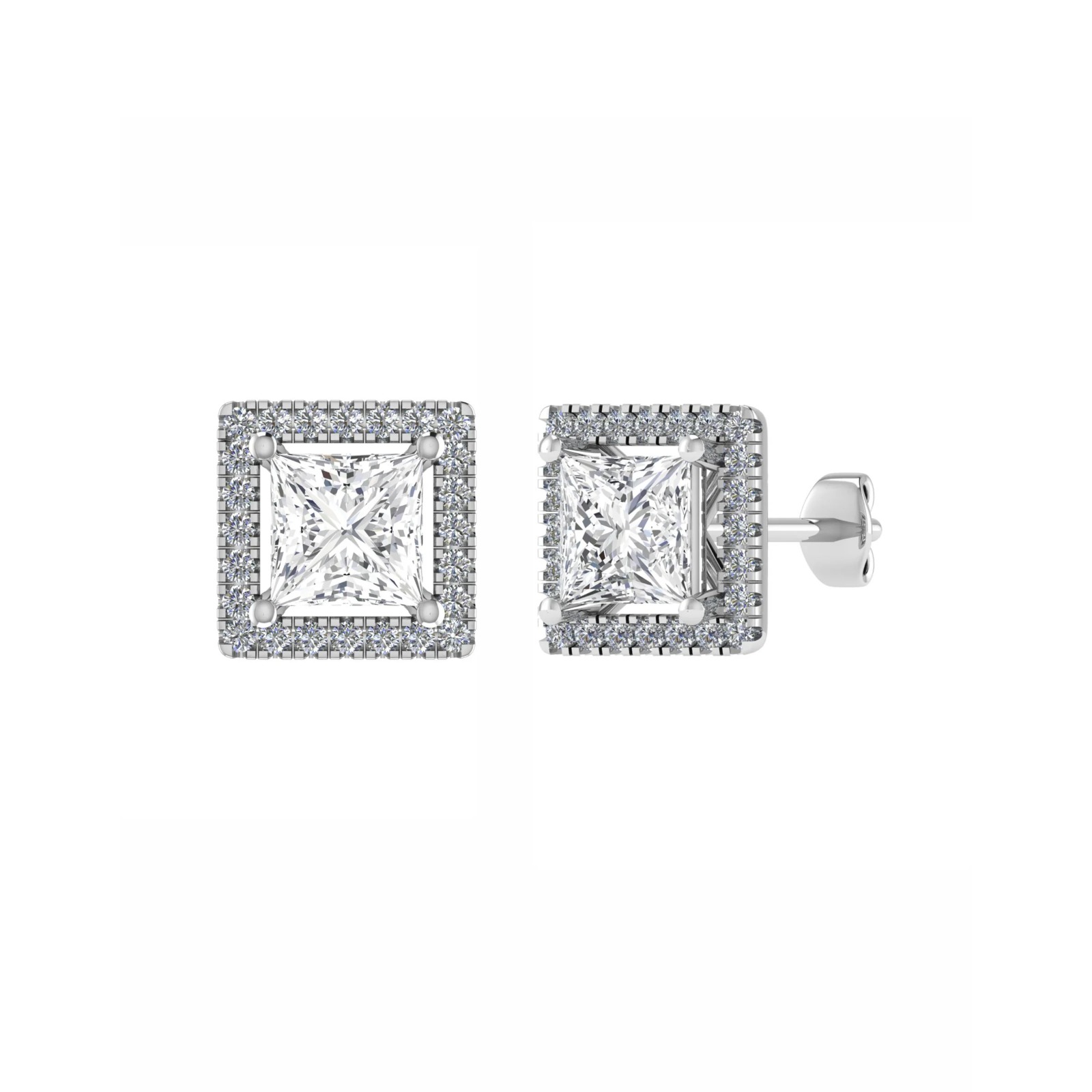 Kaia Lab Grown 4 Prong Halo Diamond Earrings