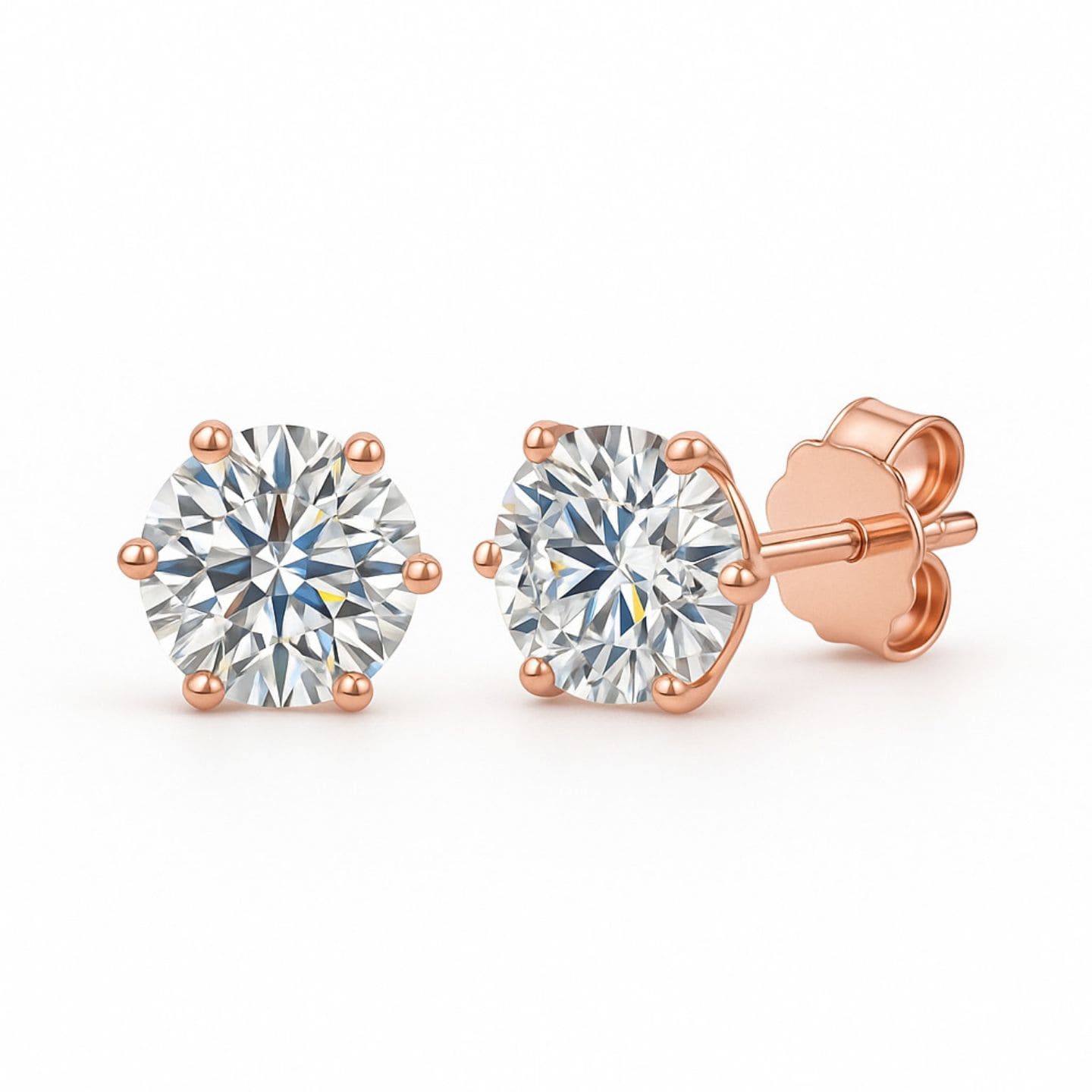 Janiyah Lab Grown Rose Gold 6 Prong  Diamond Earrings