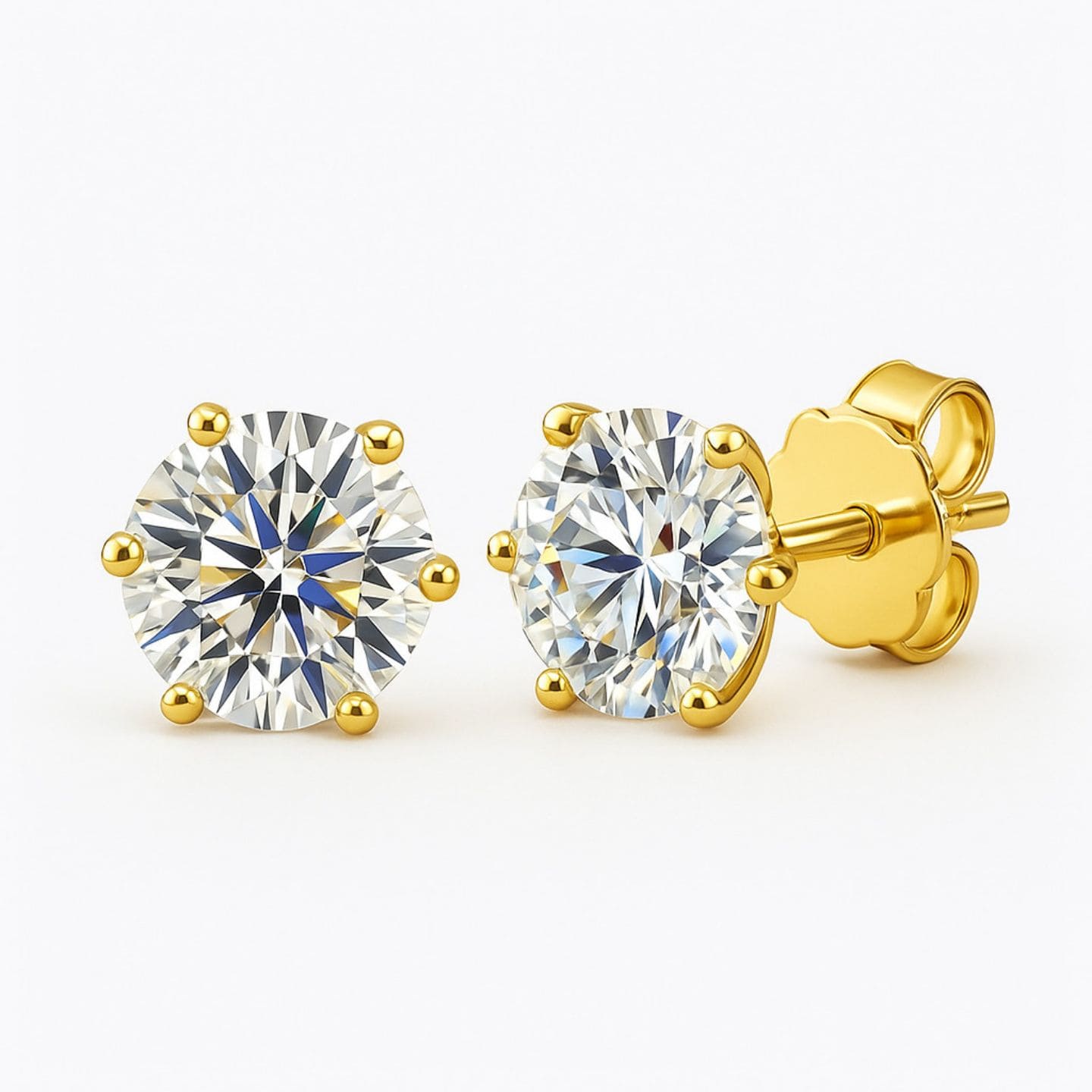Janiyah Lab Grown Yellow Gold 6 Prong  Diamond Earrings
