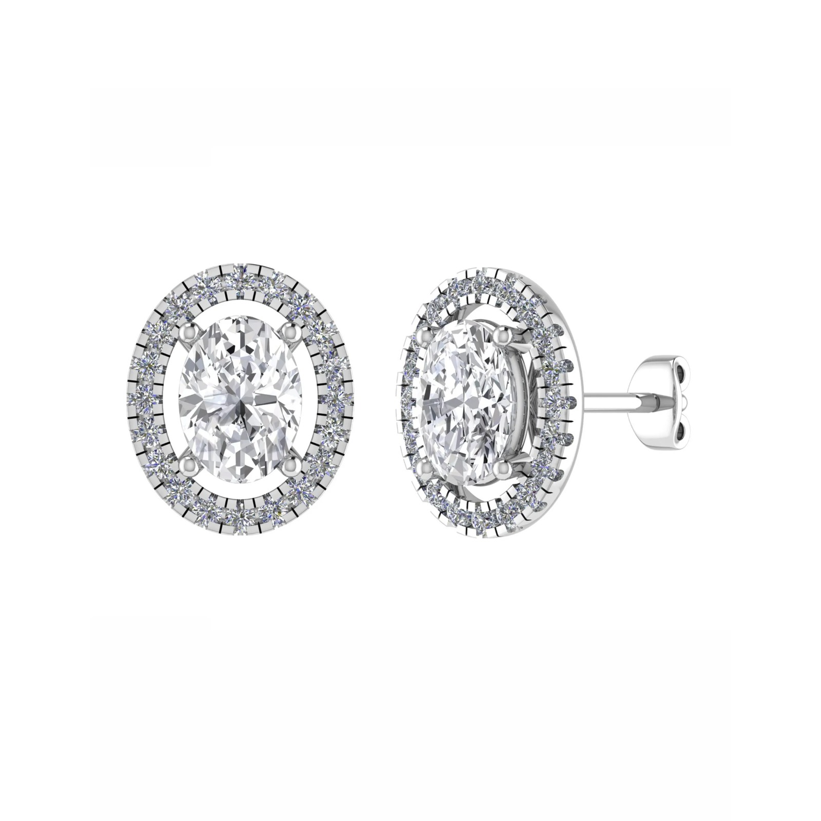 Joleen Lab Grown 4 Prong Halo Diamond Earrings