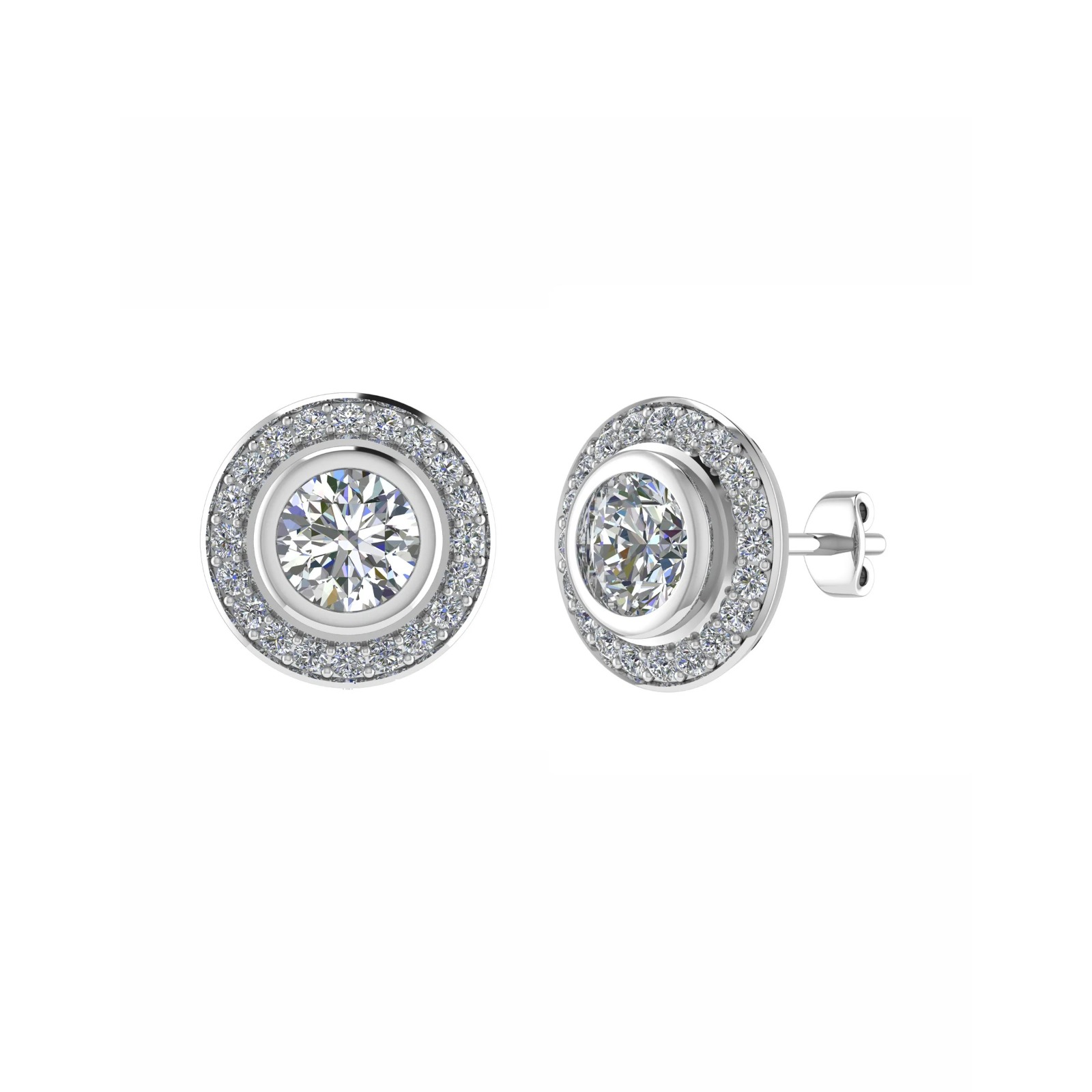 Jaselle Lab Grown Bezel Halo Diamond Earrings
