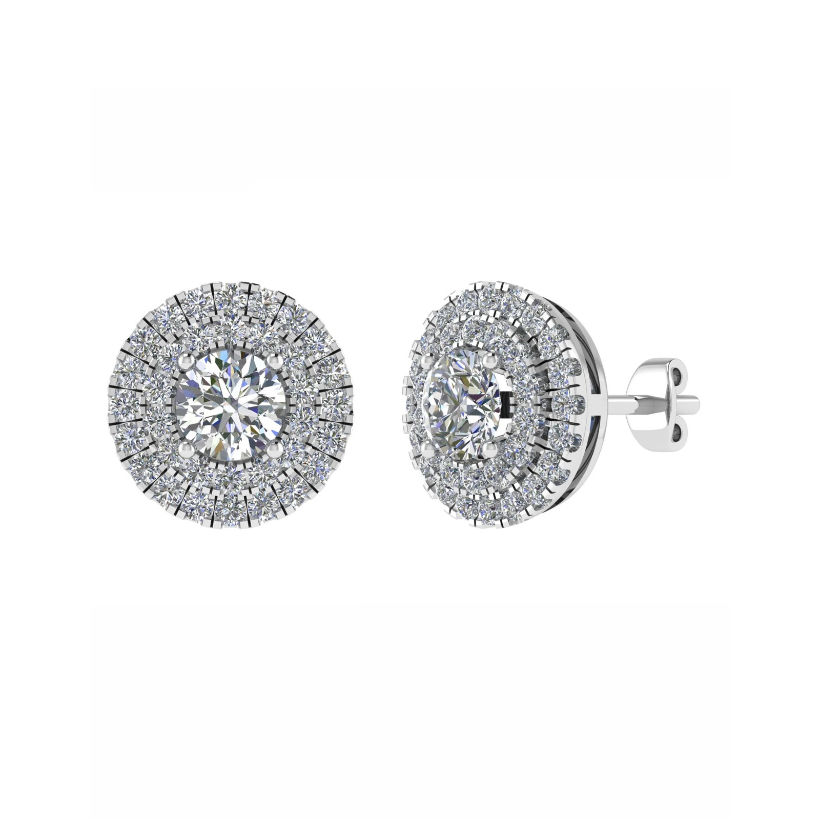 Kiara 0.10 - 3.00 Carat Natural 4 Prong Halo Diamond Earrings