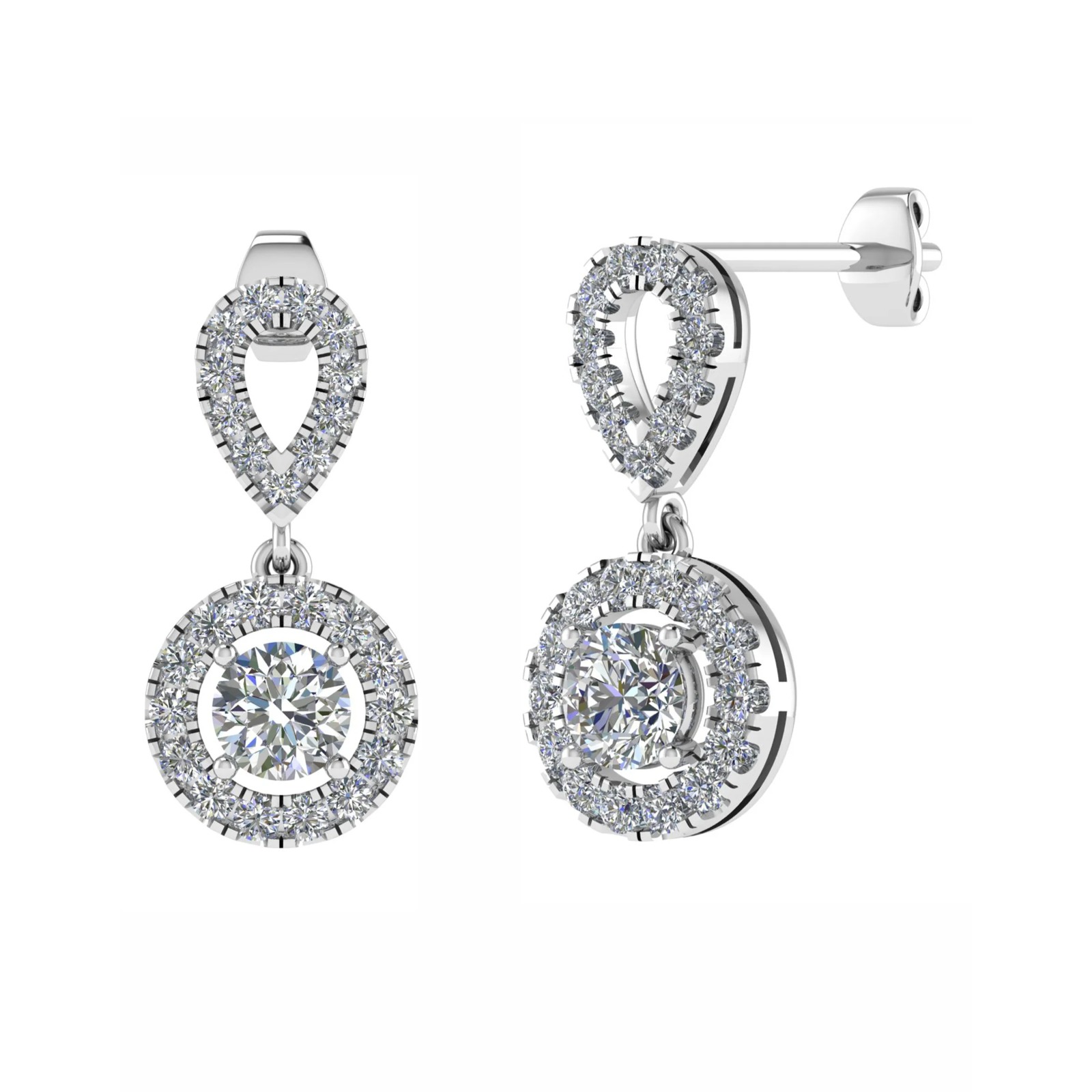 Lodema Lab Grown 4 Prong Set Drop Diamond Earrings
