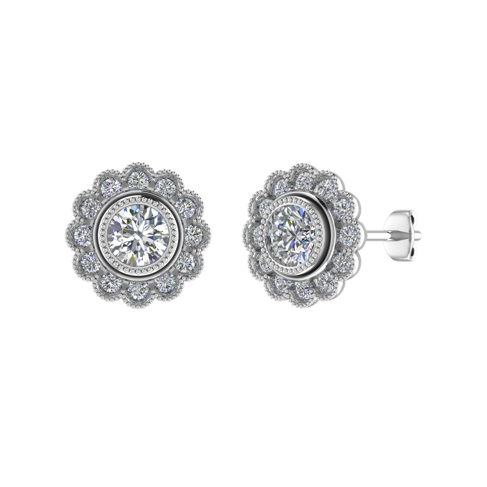 Jenaya 0.10 - 3.00 Carat Lab Grown 4 Prong Halo Diamond Earrings