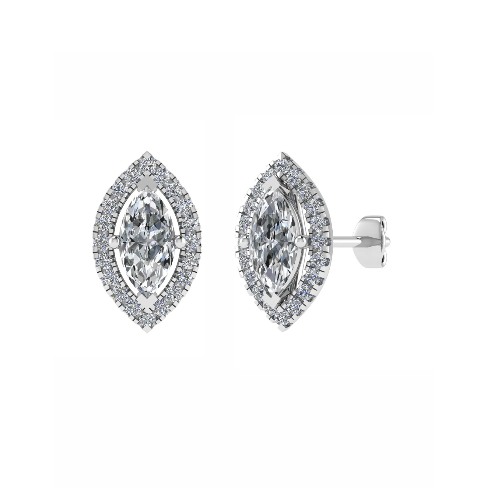 Jocelyne Lab Grown 4 Prong Halo Diamond Earrings