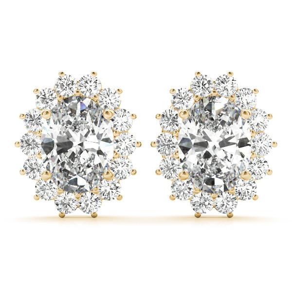 Jadelyn Lab Grown Yellow Gold 4 Prong Halo Diamond Earrings
