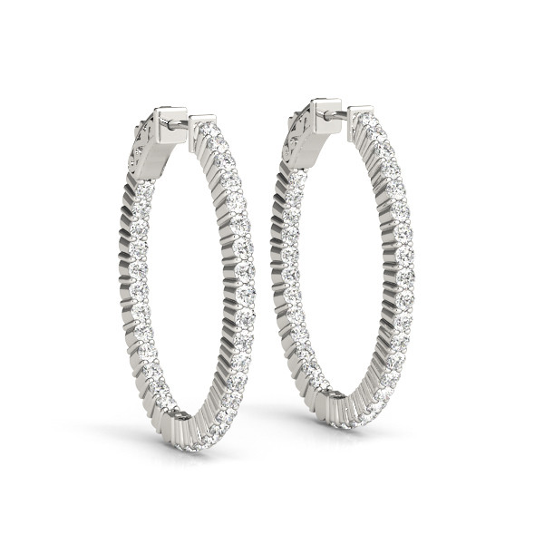 luca Lab Grown Silver Hoop Diamond Earrings