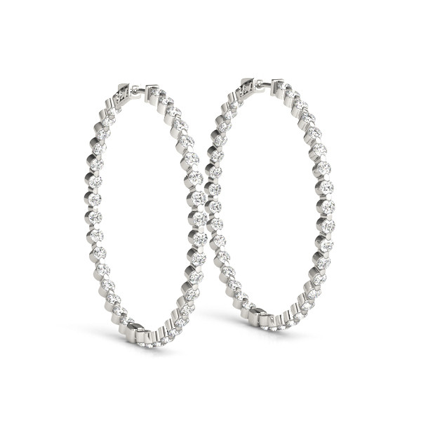 Ethan  Lab Grown Silver Hoop Diamond Earrings