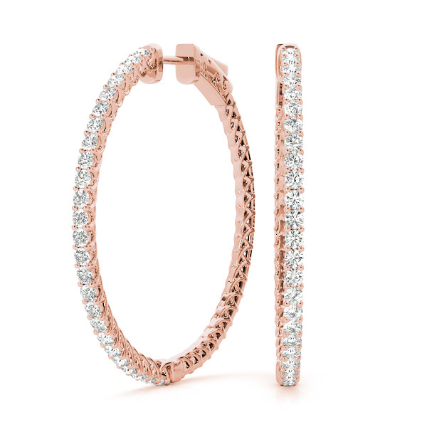 Hazel Lab Grown Rose Gold Hoop Diamond Earrings