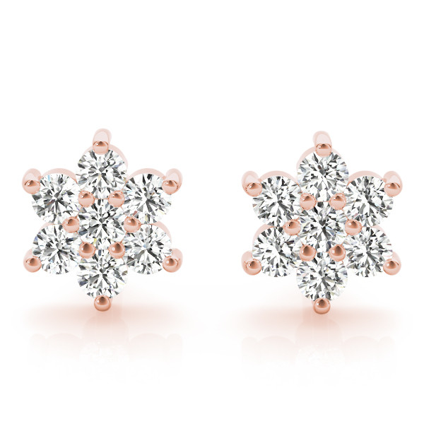 Basbas Lab Grown Rose Gold Diamond Cluster Earrings