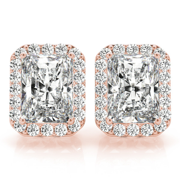 Edwena Lab Grown Rose Gold Halo Diamond Earrings