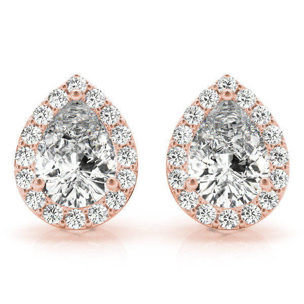  Elyna Lab Grown Rose Gold Halo Diamond Earrings