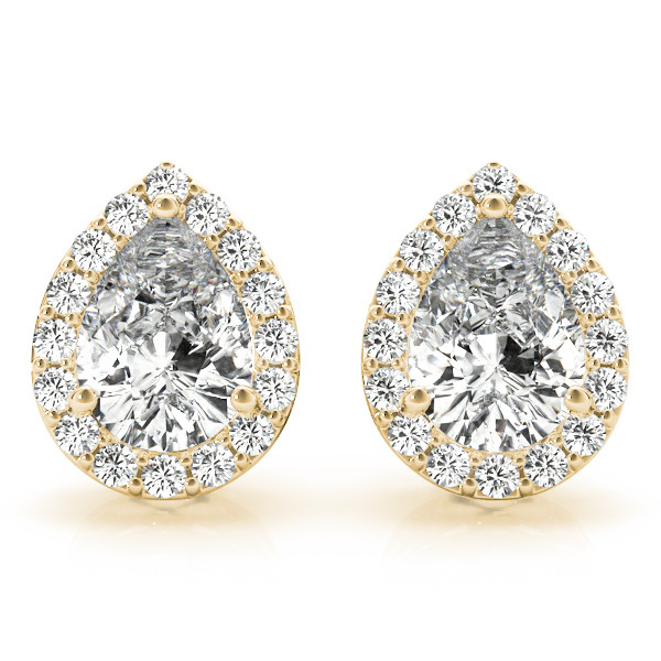  Elyna Lab Grown Yellow Gold Halo Diamond Earrings