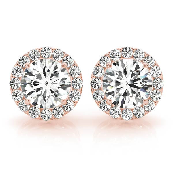 Rita Lab Grown Rose Gold 3 prong Halo Diamond Earrings