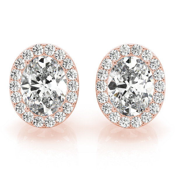  Eily Lab Grown Rose Gold Halo Diamond Earrings