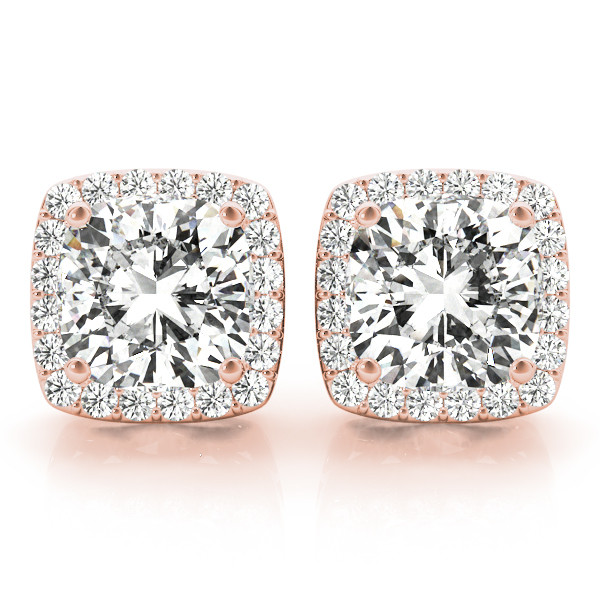 Eudora Lab Grown Rose Gold Halo Diamond Earrings