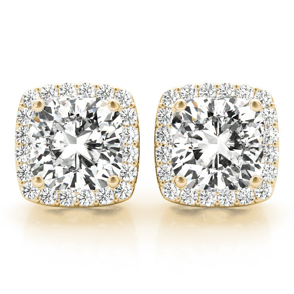 Eudora Lab Grown Yellow Gold Halo Diamond Earrings