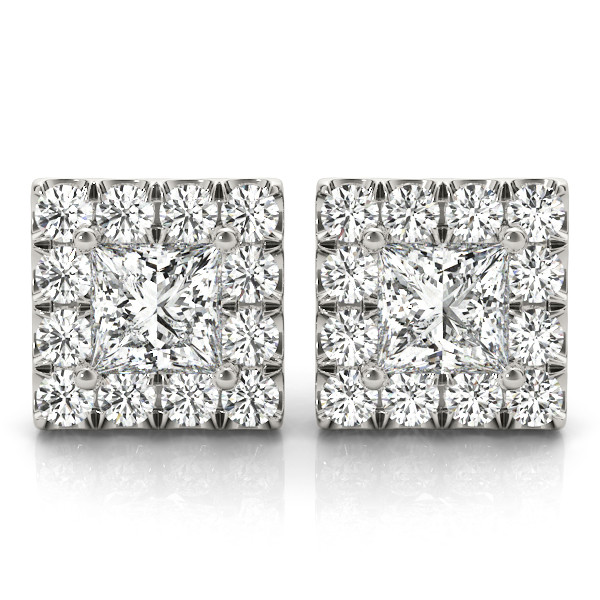Eir Lab Grown Silver Halo Diamond Earrings