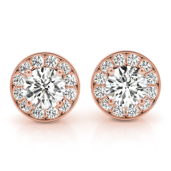 Eliise Lab Grown Rose Gold Halo Diamond Earrings