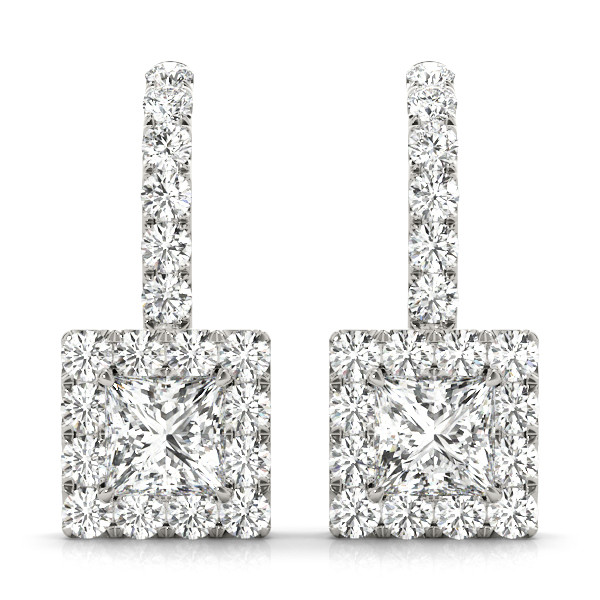  Eulah Lab Grown Silver Halo Diamond Earrings