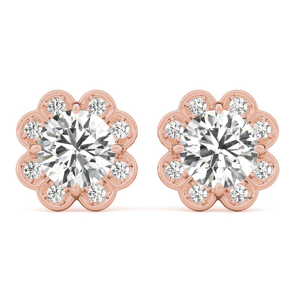 Eeva Lab Grown Rose Gold Halo Diamond Earrings