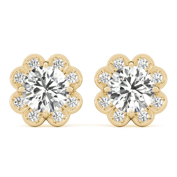 Eeva Lab Grown Yellow Gold Halo Diamond Earrings