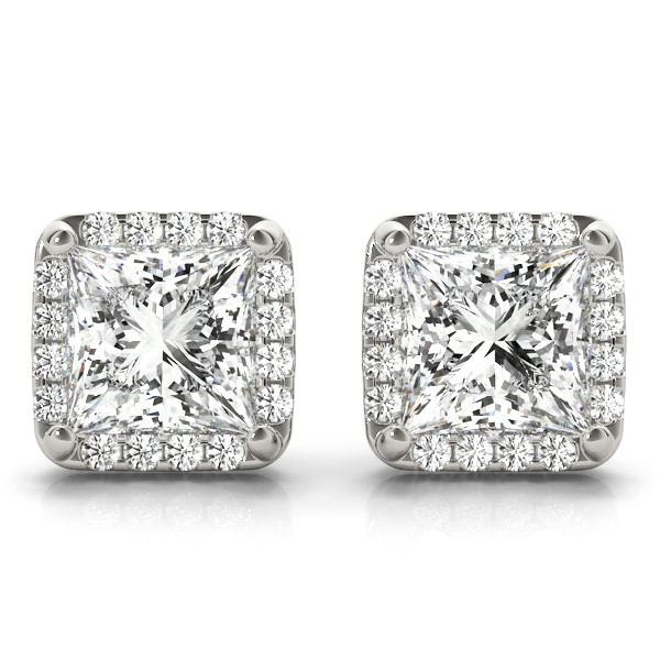 Edda Lab Grown Silver Halo Diamond Earrings