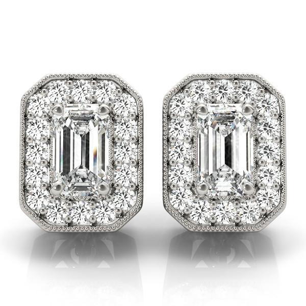 Egle Natural Silver Halo Diamond Earrings