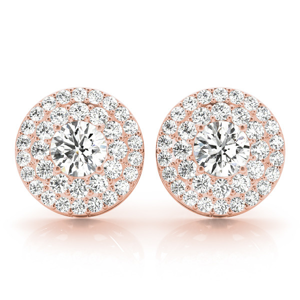 Elna Lab Grown Rose Gold Halo Diamond Earrings