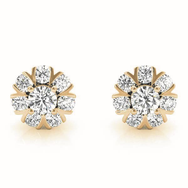  Elese Natural Yellow Gold Diamond Cluster Earrings