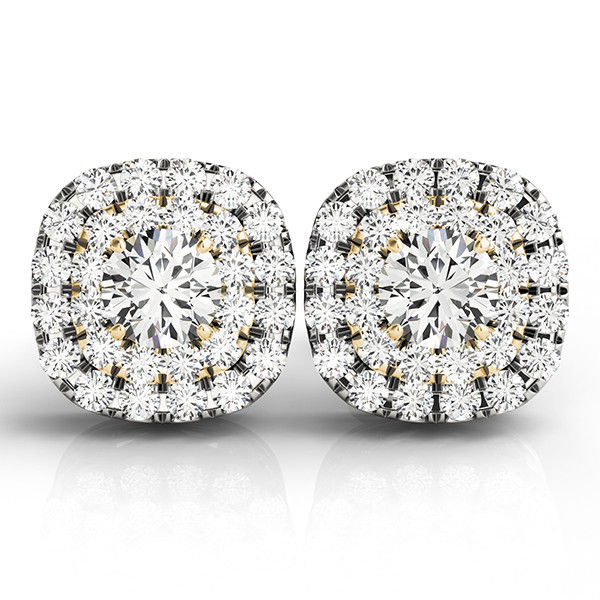 Ebba Lab Grown Yellow Gold Halo Diamond Earrings