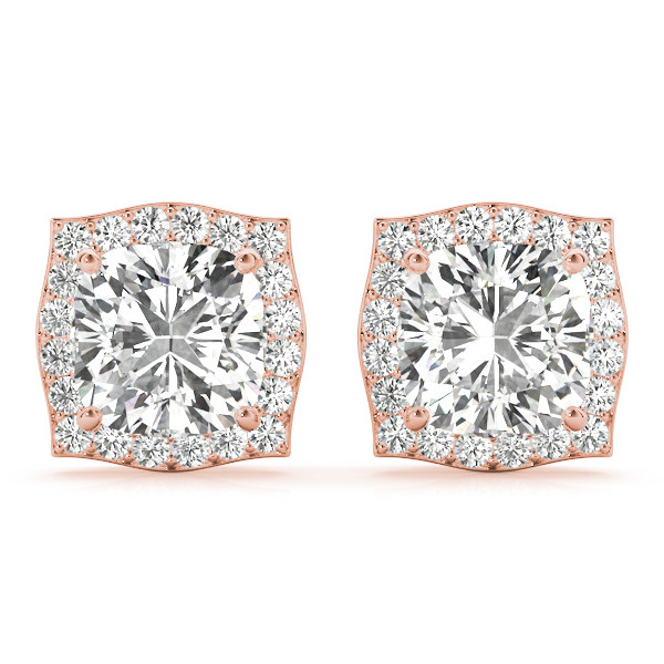 Elda Lab Grown Rose Gold Halo Diamond Earrings