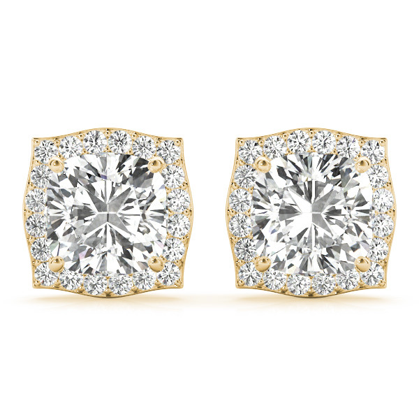 Elda Lab Grown Yellow Gold Halo Diamond Earrings