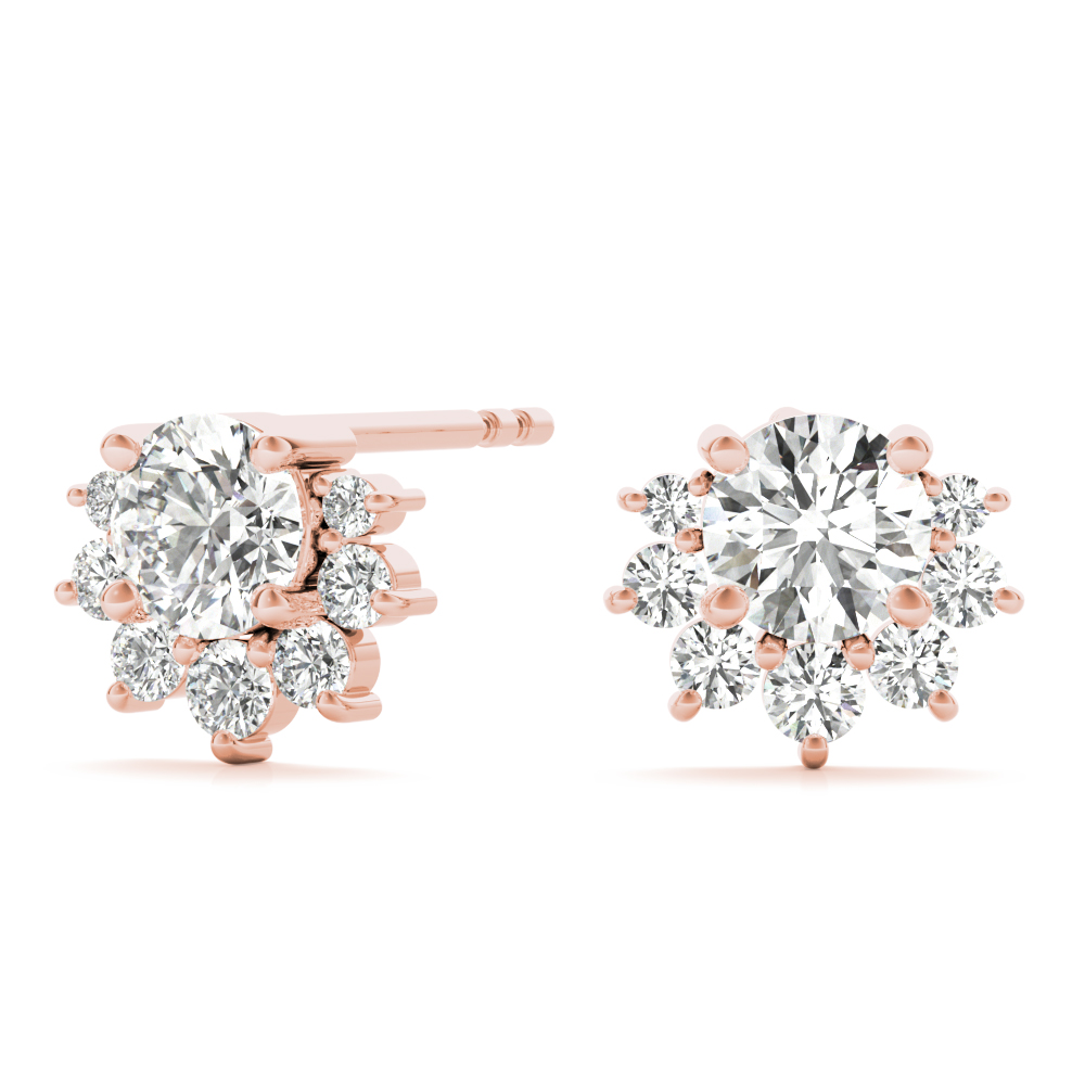 Raynaa Natural Rose Gold Diamond Cluster Earrings