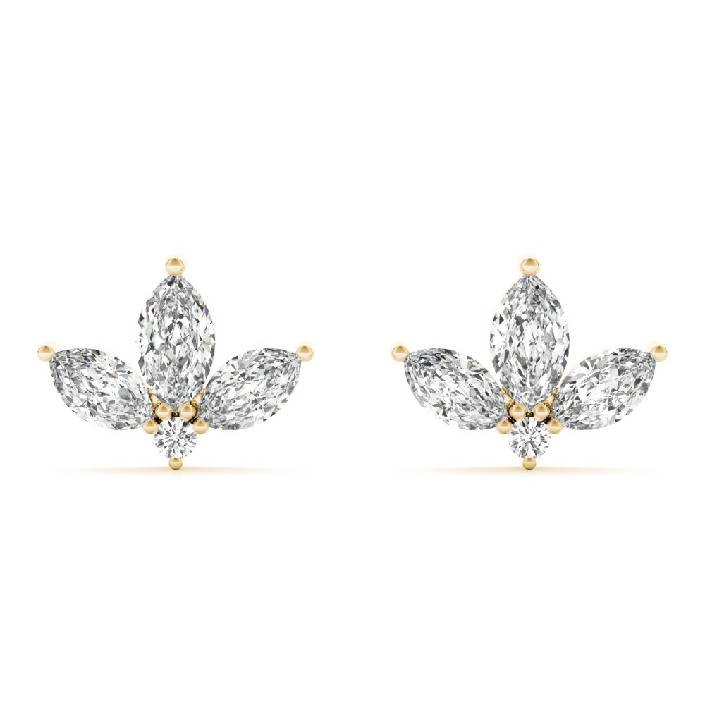 Badah Natural Yellow Gold Diamond Cluster Earrings
