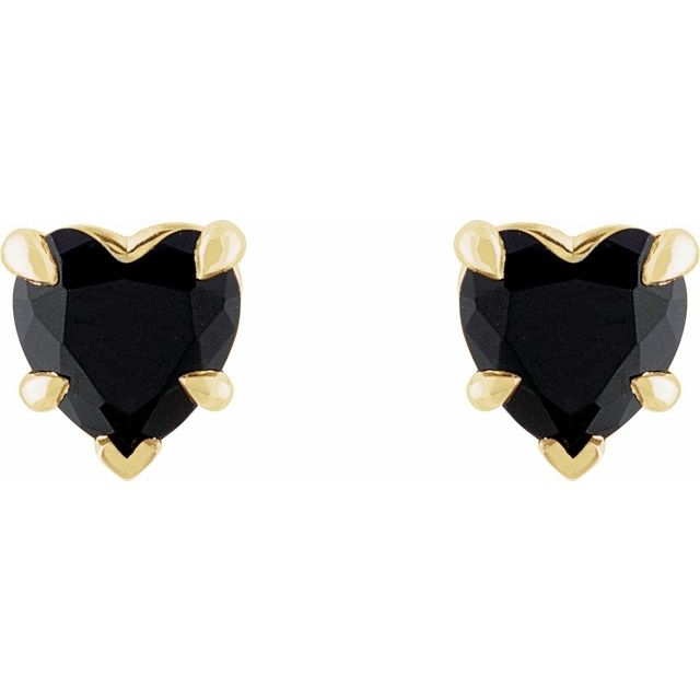 Stajina Yellow Gold 5 Prong  Black Diamond Earrings