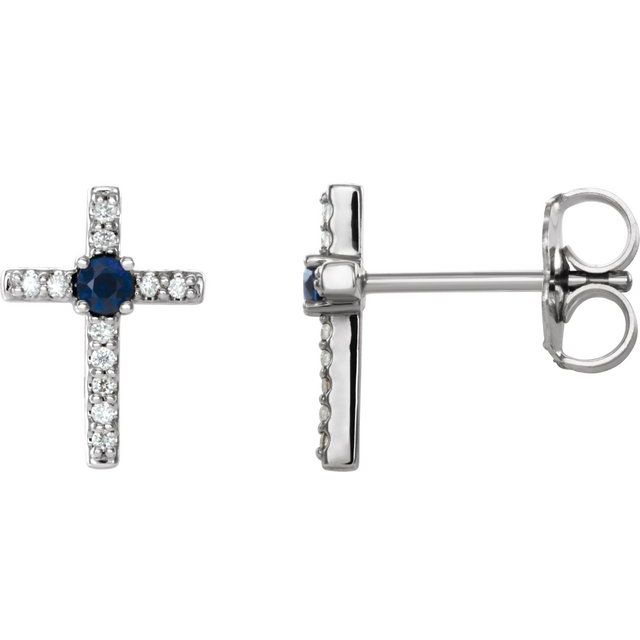Rose 0.10 - 3.00 Carat Blue 4 Prong Sapphire Gemstone Diamond Earrings