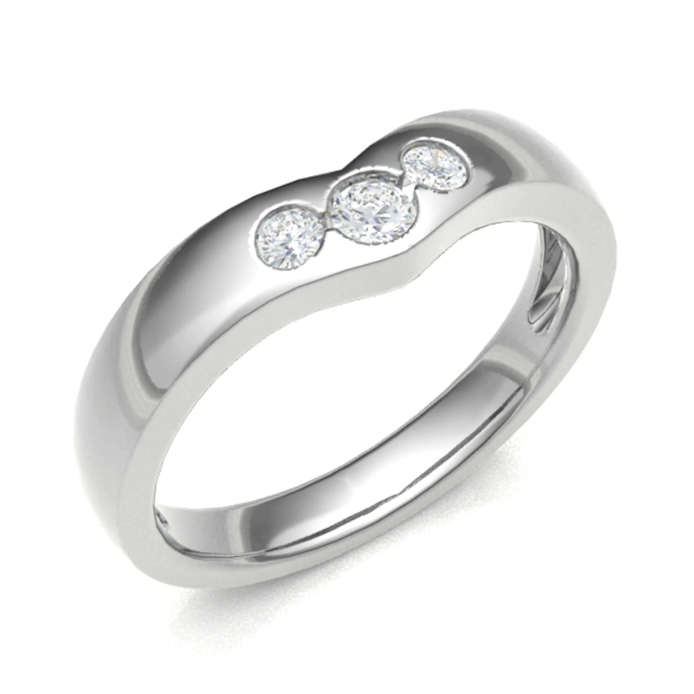 Ellfredda Natural Bezel 3 Stone Diamond Ring