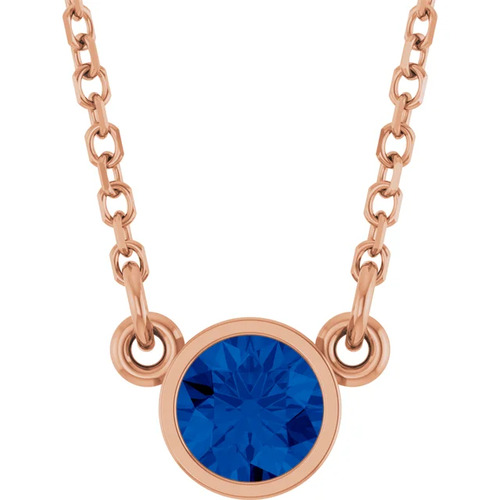 Pamelyn Blue Sapphire Rose Gold Bezel Set 
