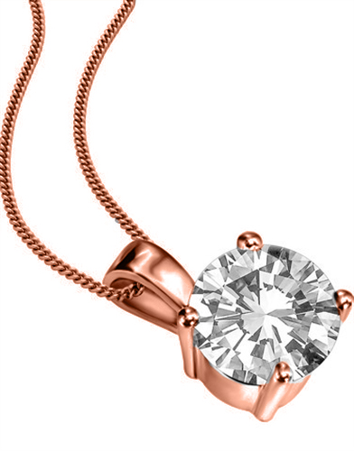 Quenylda Lab Grown Diamond Rose Gold 4 Prong  Necklace