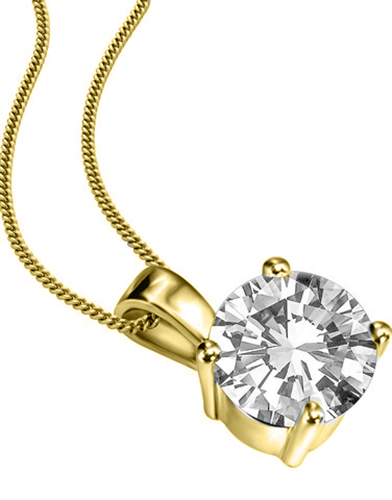 Quenylda Lab Grown Diamond Yellow Gold 4 Prong  Necklace