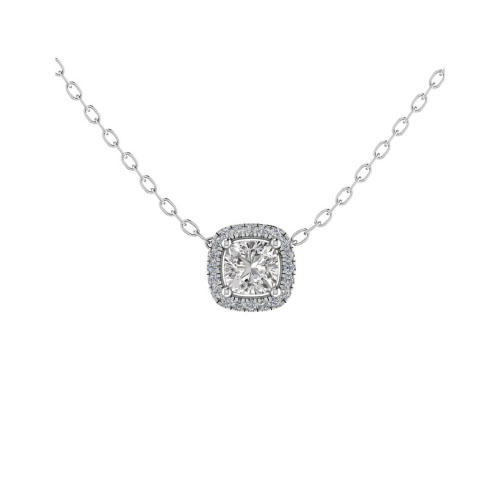 Tishya Lab Grown Diamond 4 Prong Halo Pendant Necklace