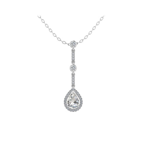 Tressa Lab Grown Diamond 3 Prong Halo Pendant Necklace