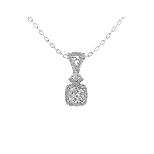 Tanith Lab Grown Diamond Double Prong Halo Pendant Necklace