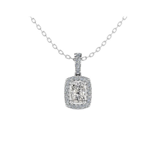 Thera Natural Diamond 4 Prong Halo Pendant Necklace