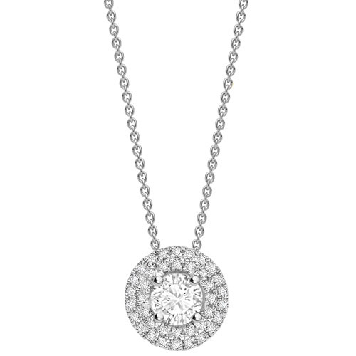 Trinette Lab Grown Diamond 4 Prong Halo Pendant Necklace