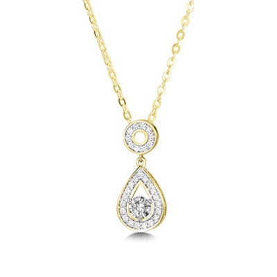 Trevina Lab Grown Diamond Yellow Gold Prong Set Drop Pendant Necklace