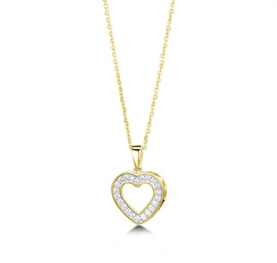 Patrica Natural Diamond Yellow Gold Micro Pave Set Heart Necklace
