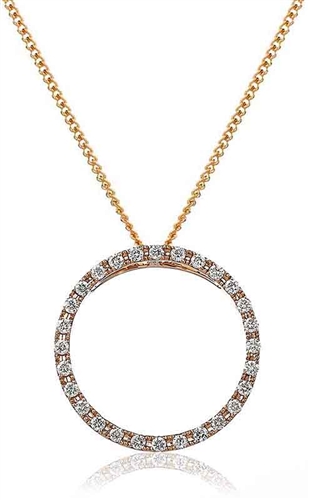 Philberta Lab Grown Diamond Rose Gold Shared Prong Circle Pendant Necklace
