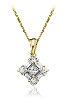 Tulun Lab Grown Diamond Yellow Gold 4 Prong Delicate Pendant Necklace